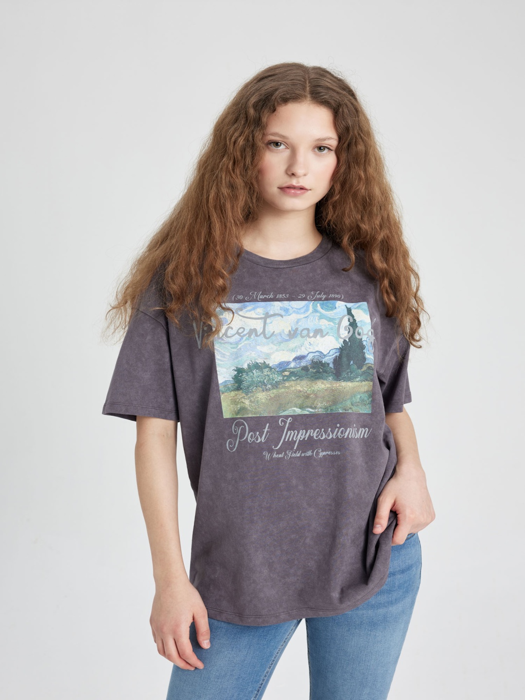 

DeFacto Women Printed Raw Edge T-shirt, Na