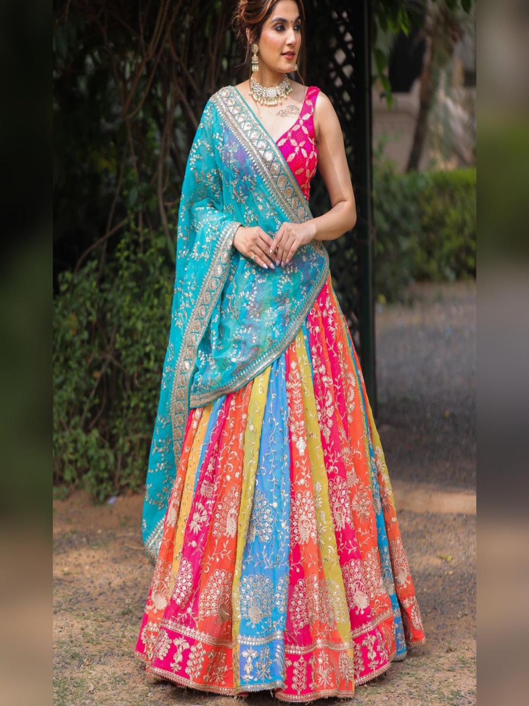 

Fashionuma Embellished Ready to Wear Lehenga & Semi-Stitched Blouse With Dupatta, Blue