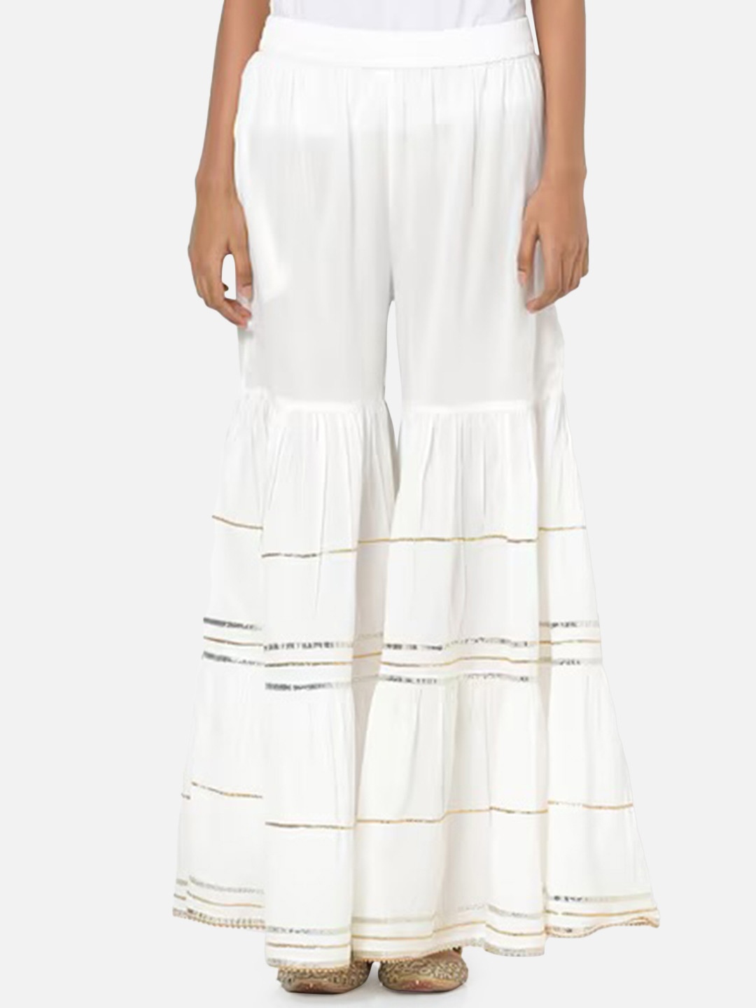 

BCZ Style Women Flared Ethnic Sharara, White