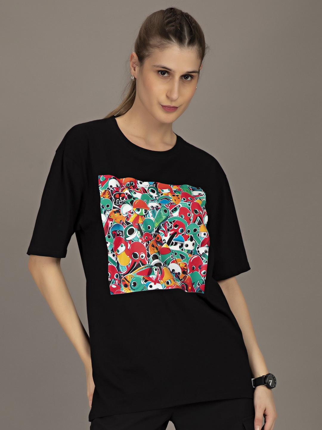 

STHULAS Times square series Printed Pure Cotton T-shirt, Black
