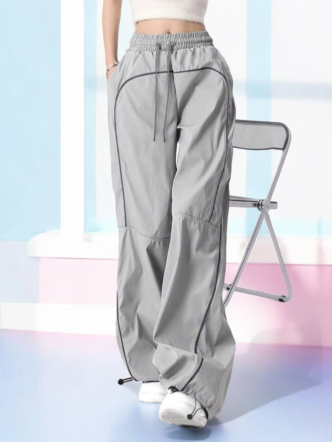 

TABADTOD Women Relaxed Loose Fit Easy Wash Wide Leg Trousers, Grey