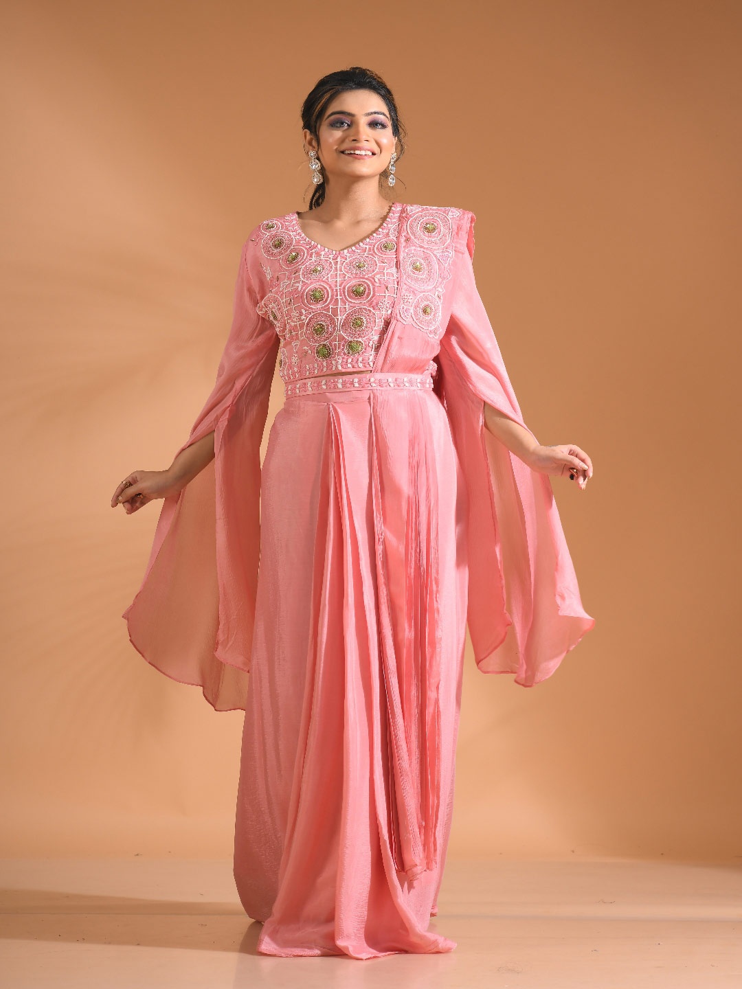 

Morchari Embroidered Round Neck Co-ords with Dupatta, Pink