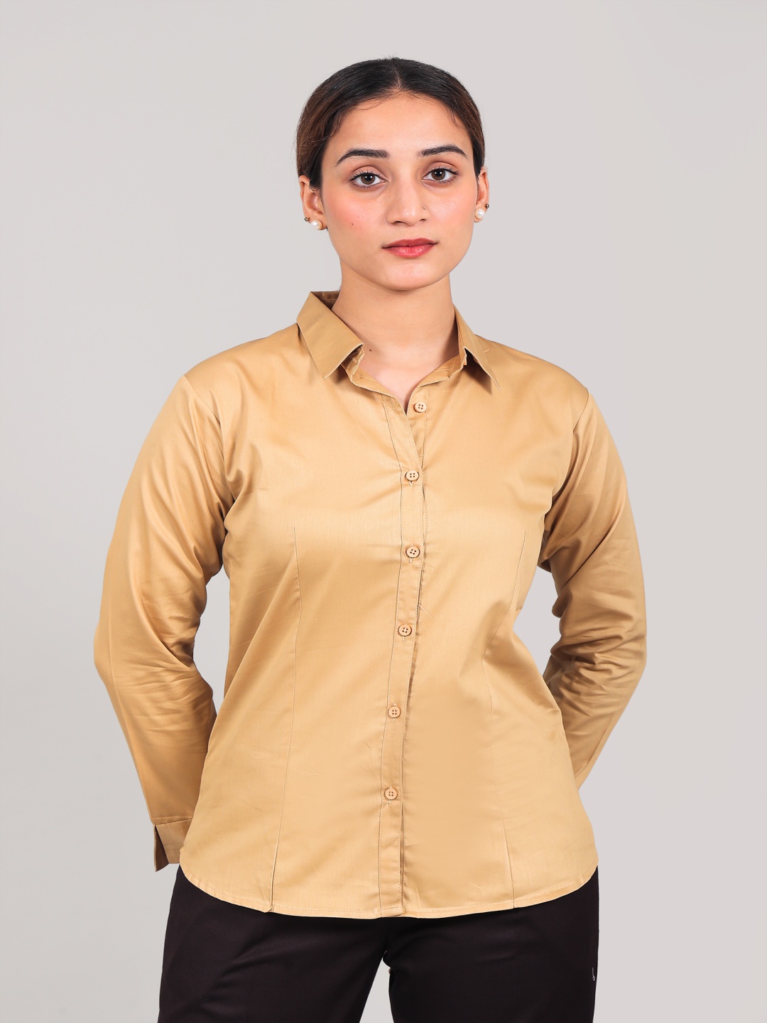 

BLUEBIRD Classic Opaque Casual Shirt, Khaki