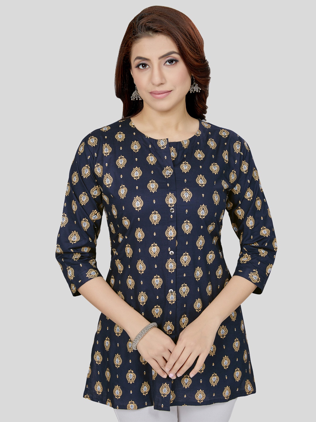 

Saree Swarg Floral Printed Kurti, Navy blue