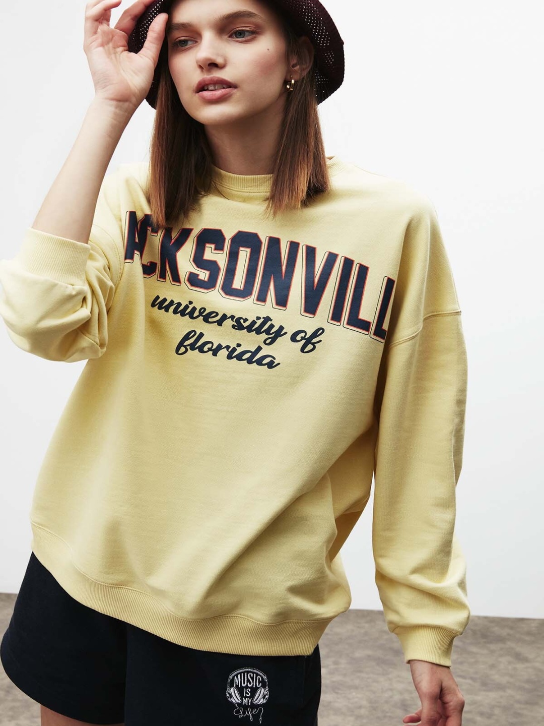 

GRIMELANGE Printed Cotton Sweatshirt, Yellow