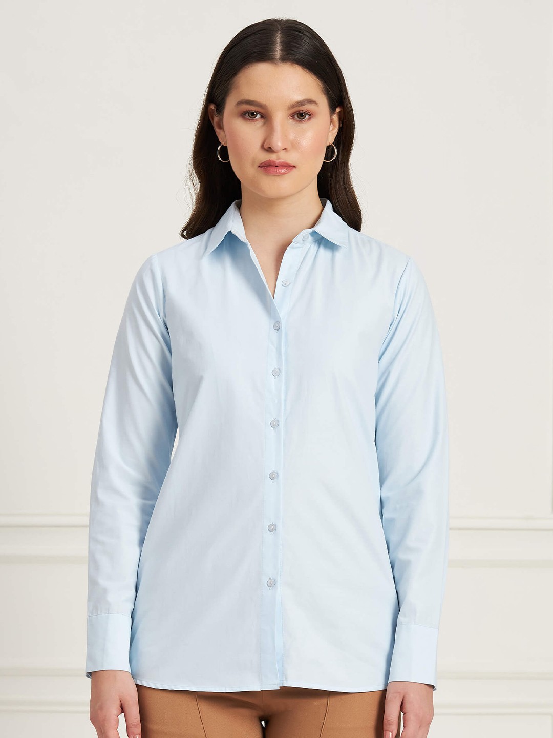 

SALT ATTIRE Women Modern Opaque Formal Shirt, Blue
