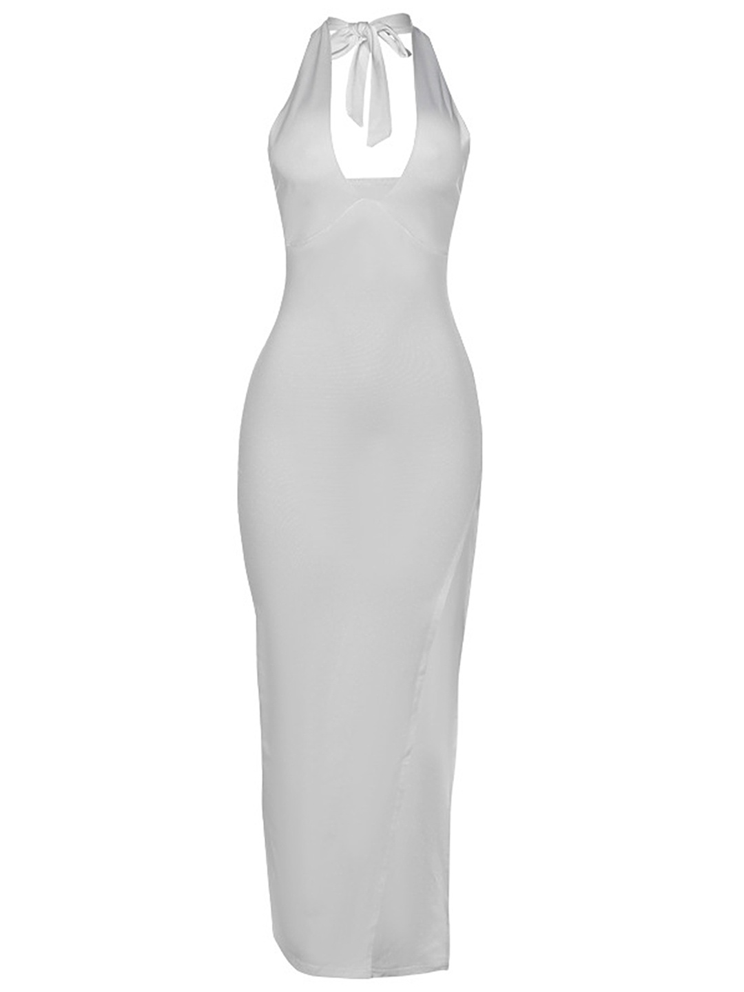 

LULU & SKY Halter Neck Maxi Dress, White