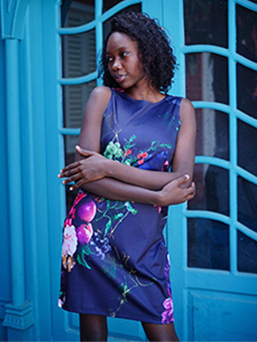 

Rajoria Instyle Floral Printed Above Knee Sheath Dress, Blue