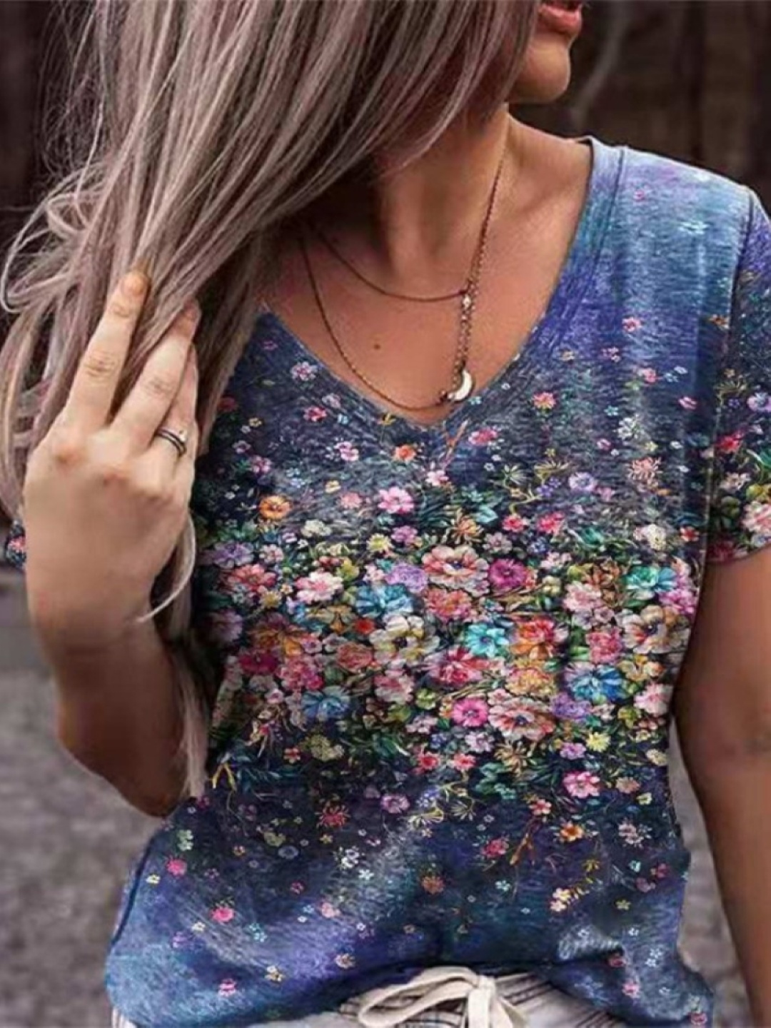 

StyleCast Floral Print Top, Blue