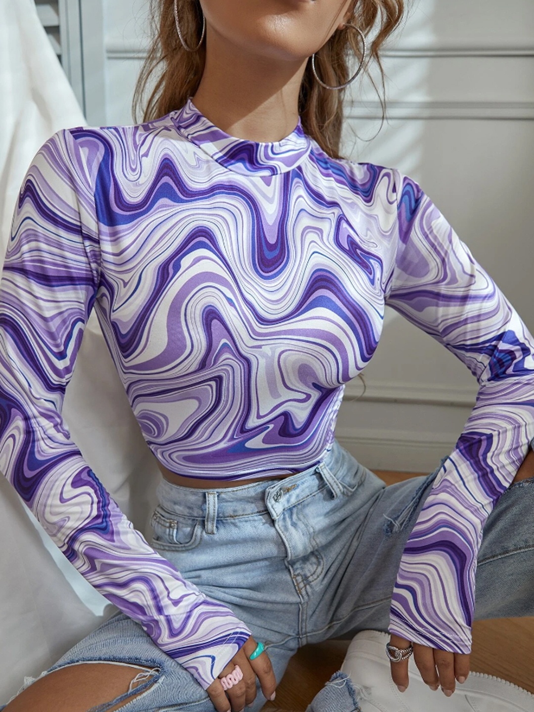 

TANDUL Printed Shirt Style Long Sleeves Top, Multi