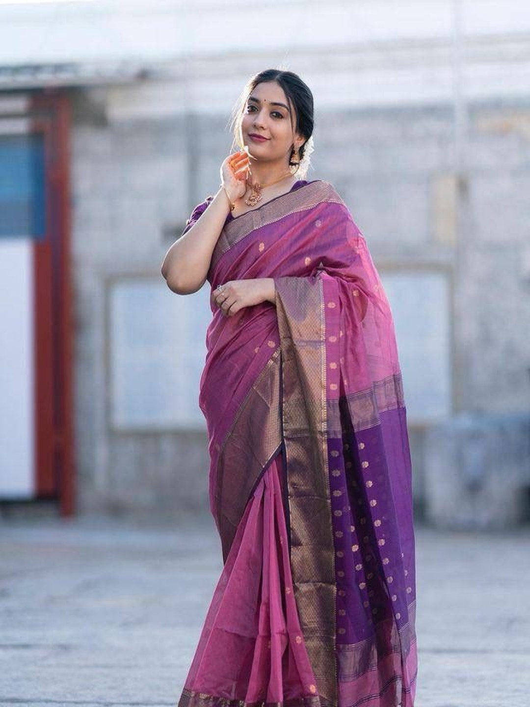 

Upalksh Ethnic Motifs Zari Kanjeevaram Saree, Purple