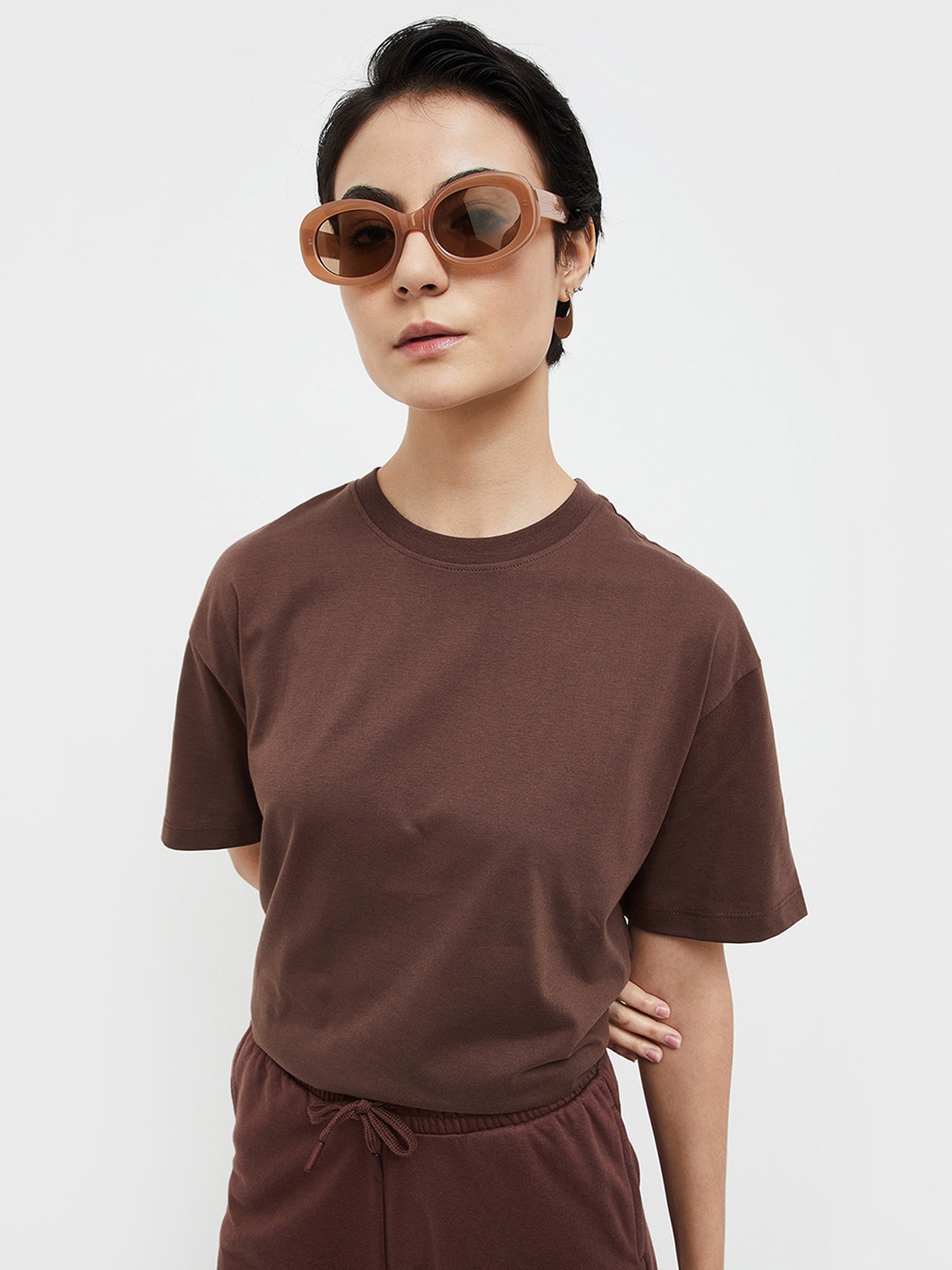 

Ginger by Lifestyle Extended Sleeves Cotton Top, Brown