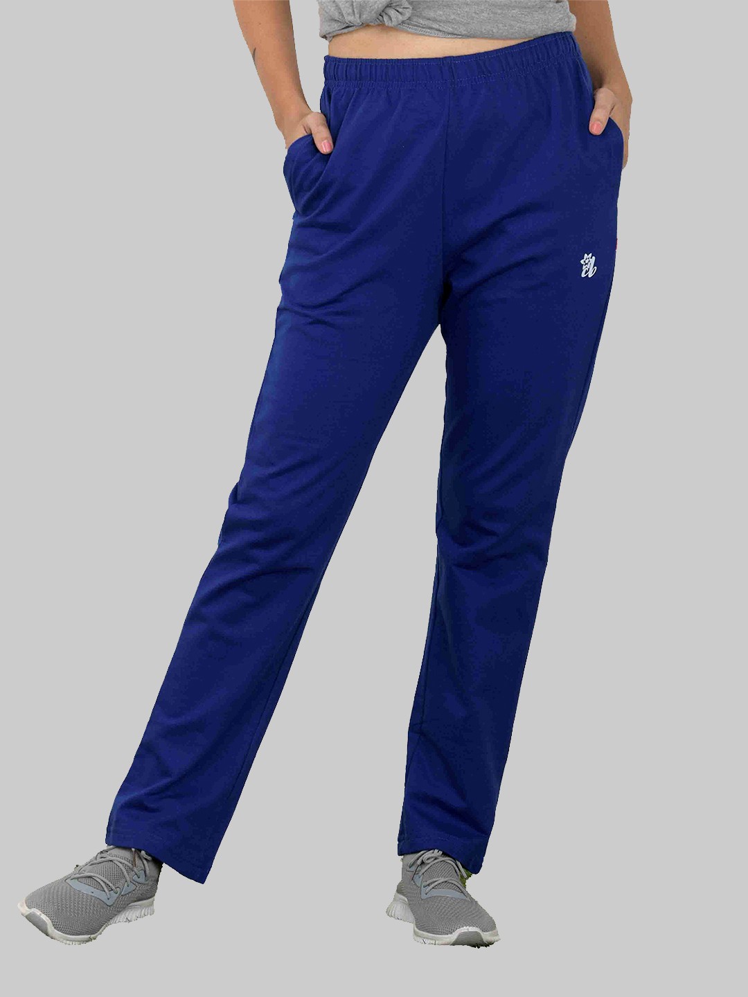 

Cheribell Women Mid-Rise Cotton Plain Regular Trousers Trousers, Blue