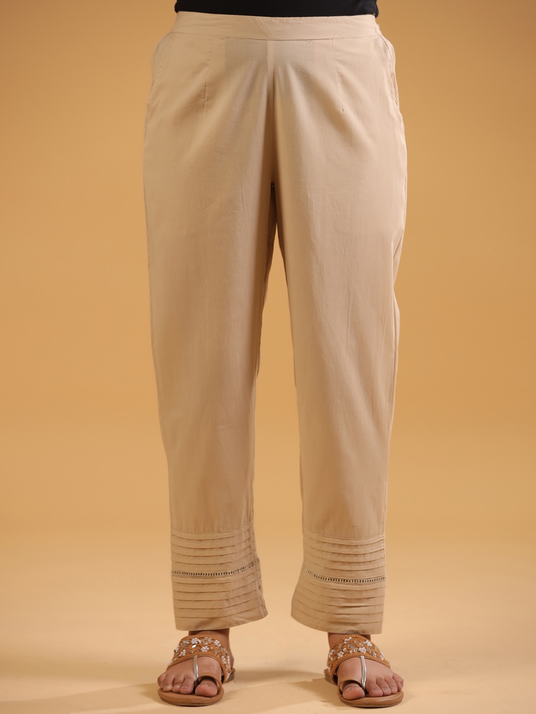 

SAVI Women Relaxed Straight Leg Trousers, Beige