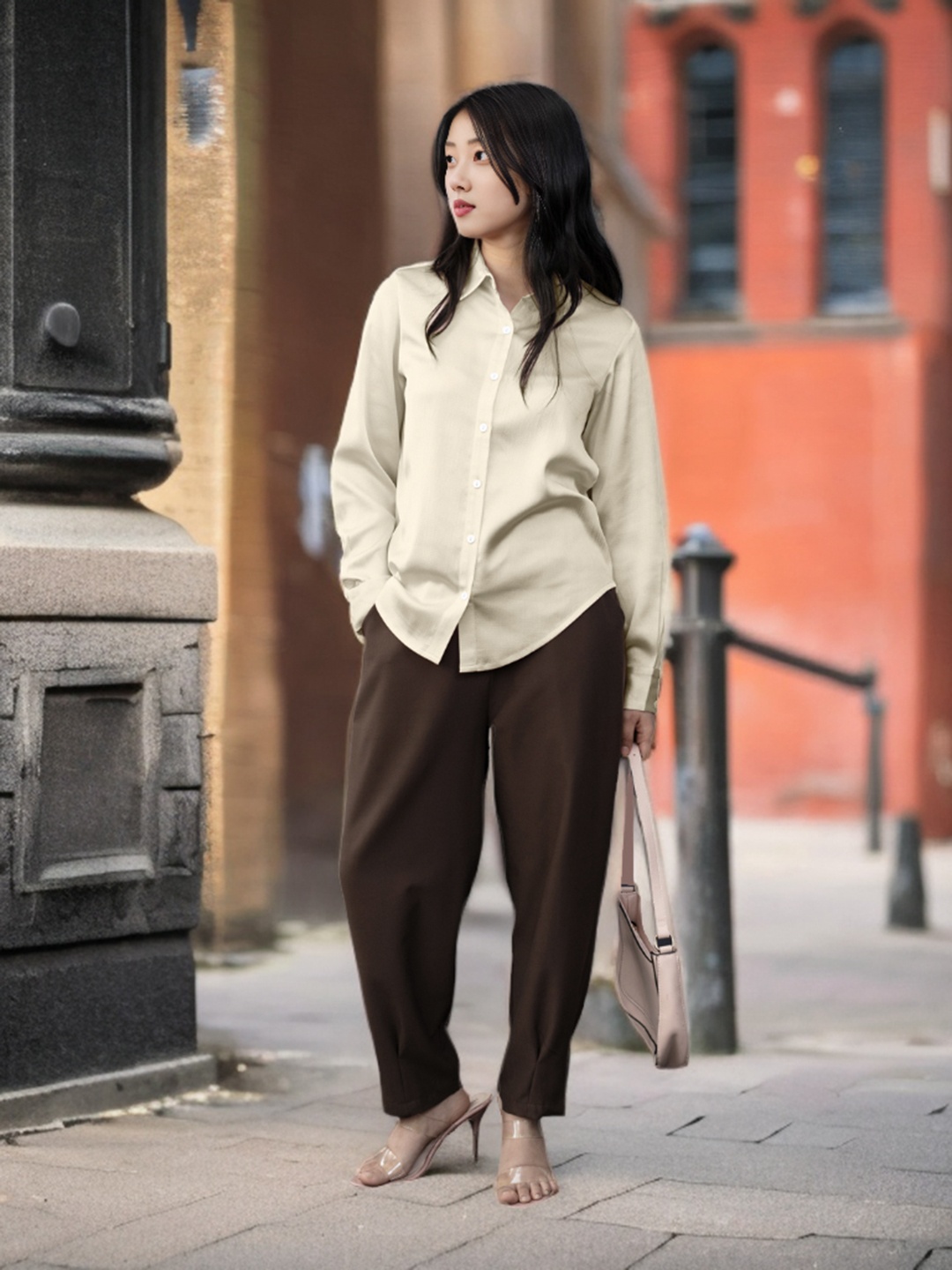 

Zink Studio Spread Collar Casual Shirt, Off white