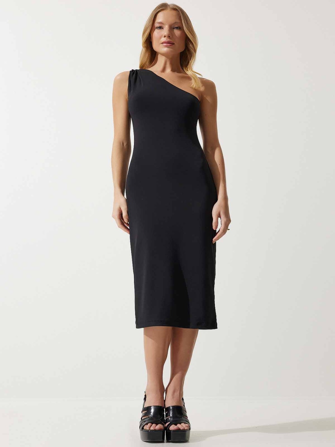 

Happiness istanbul One Shoulder Sheath Dress, Black