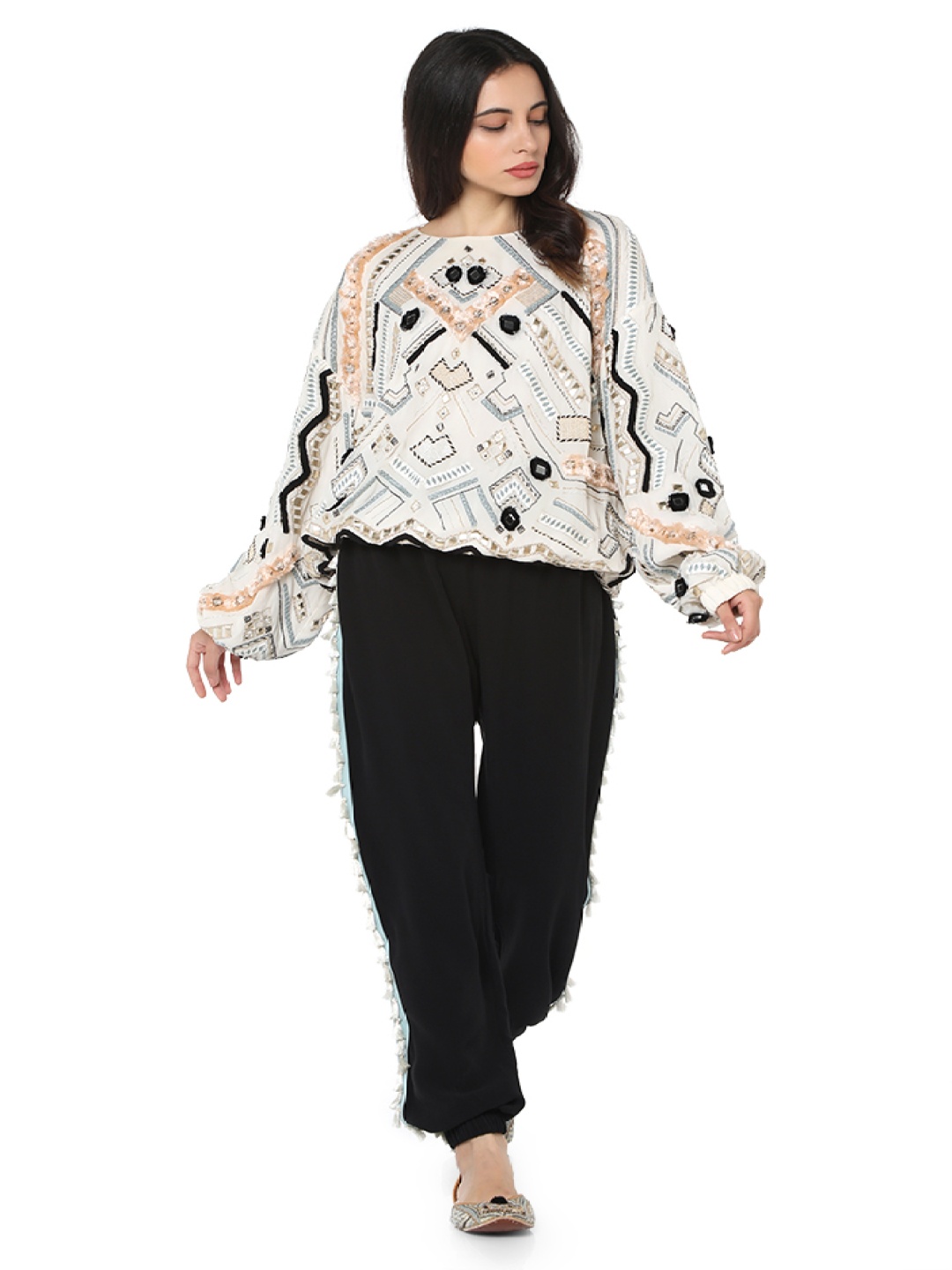 

Payal Singhal Print Georgette Top, White