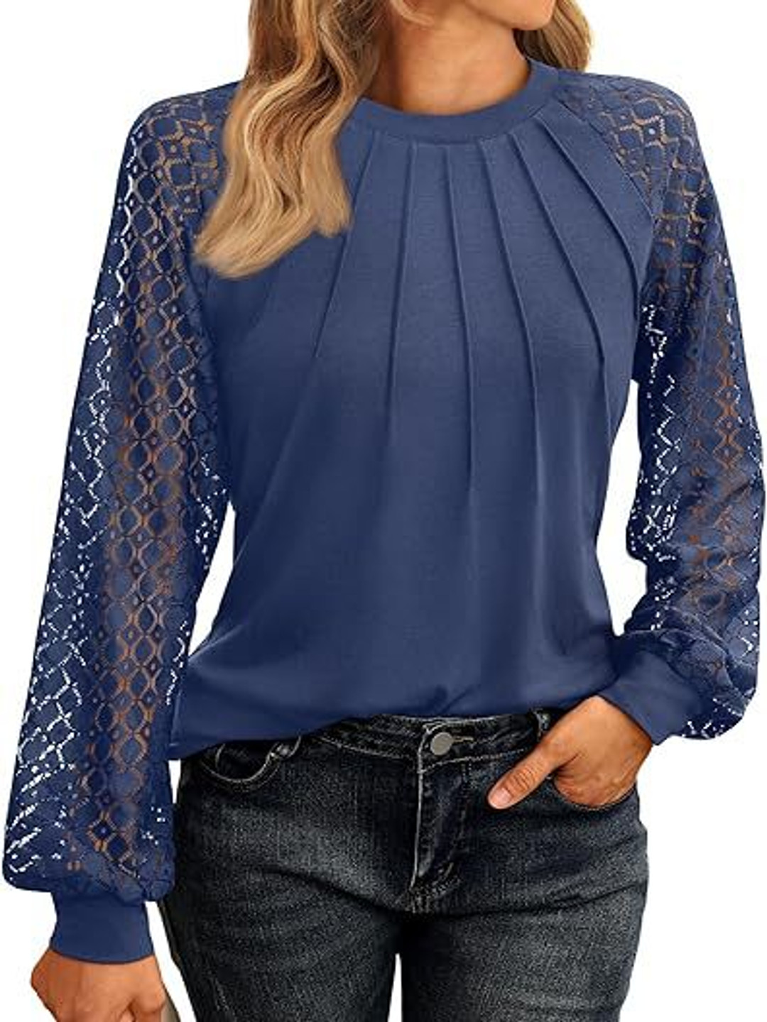 

StyleCast x Revolte Georgette Top, Navy blue