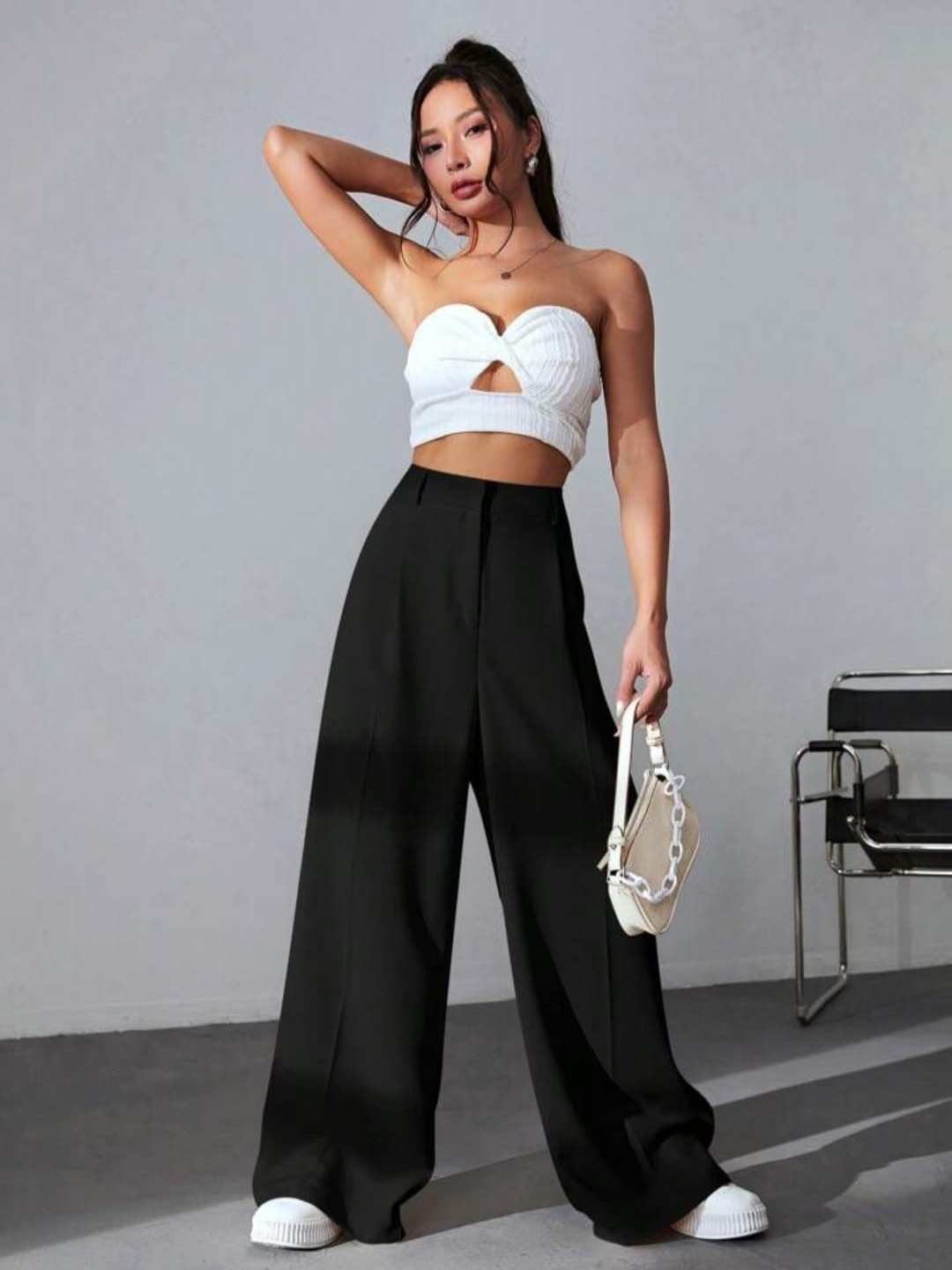 

Next One Women Smart High-Rise Parallel Trousers, Black