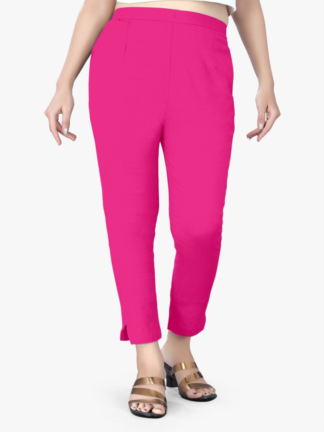 

Abhilasha Women Relaxed Straight Leg Easy Wash Trousers, Pink