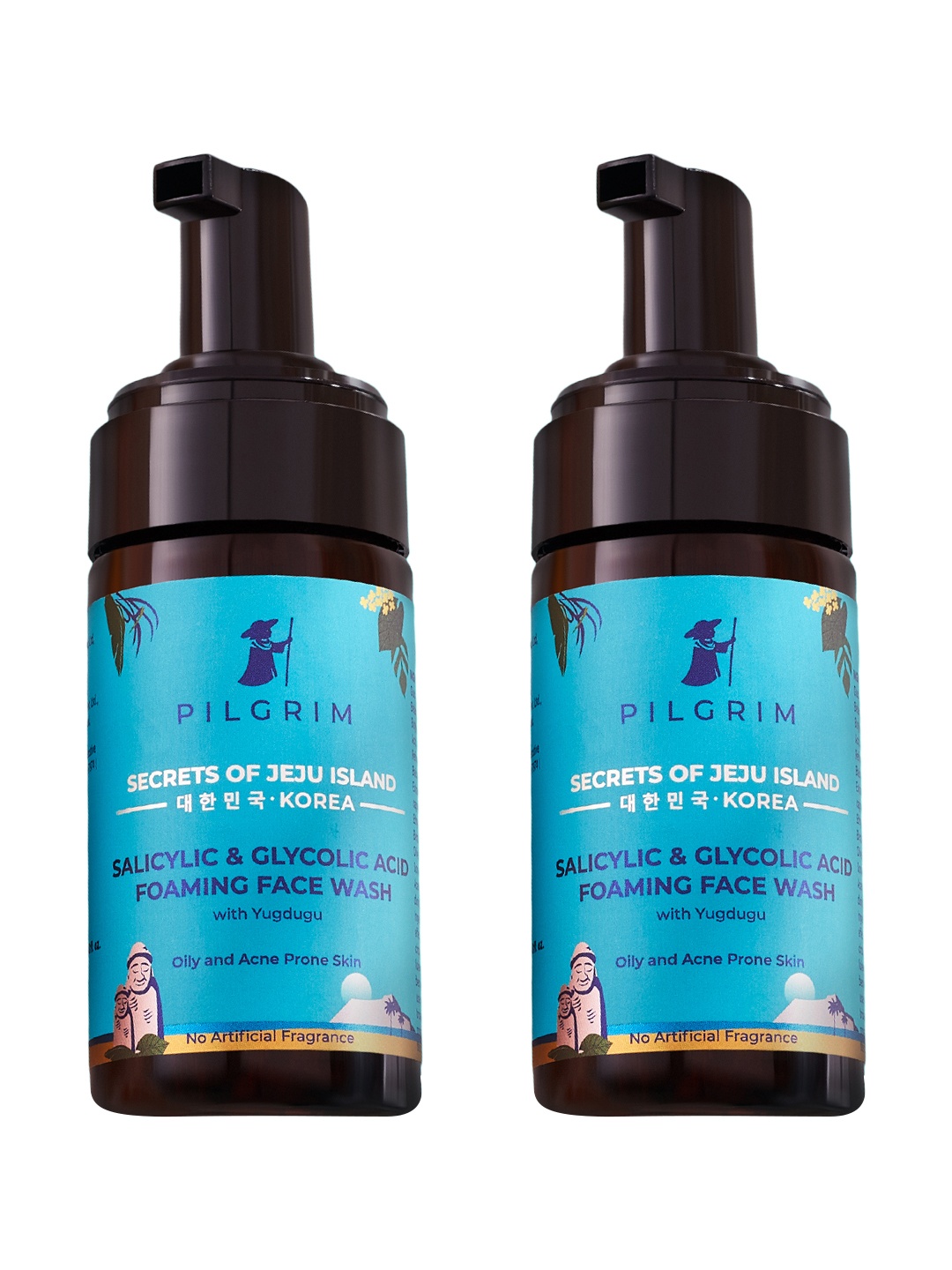 

Pilgrim Set of 2 Salicylic BHA & Glycolic Acid AHA Foaming Face Wash for Acne Prone Skin, Teal