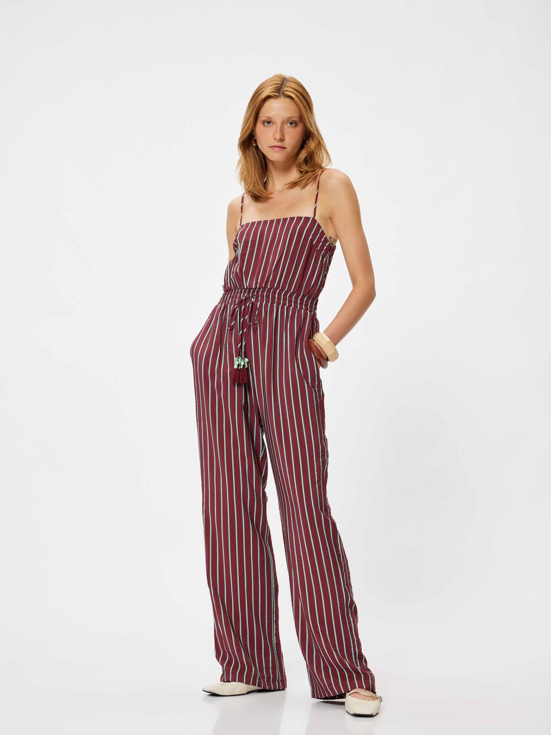 

Koton Women Striped Basic Jumpsuit, Red