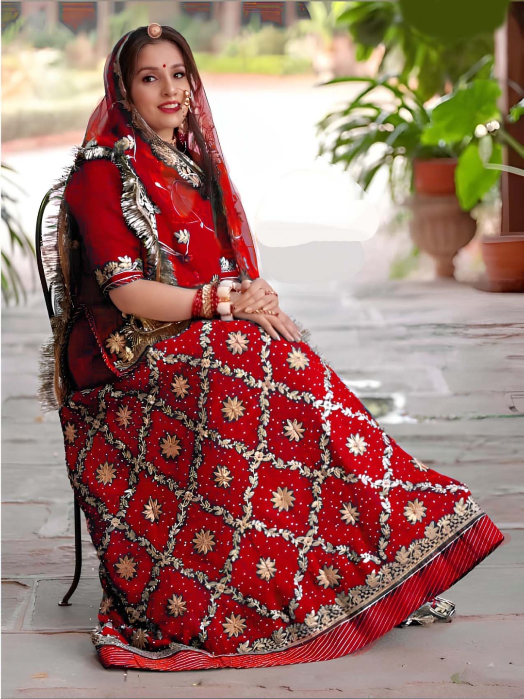 

ANJANI TEXTILE Embroidered Zari Semi-Stitched Lehenga & Unstitched Blouse With Dupatta, Red