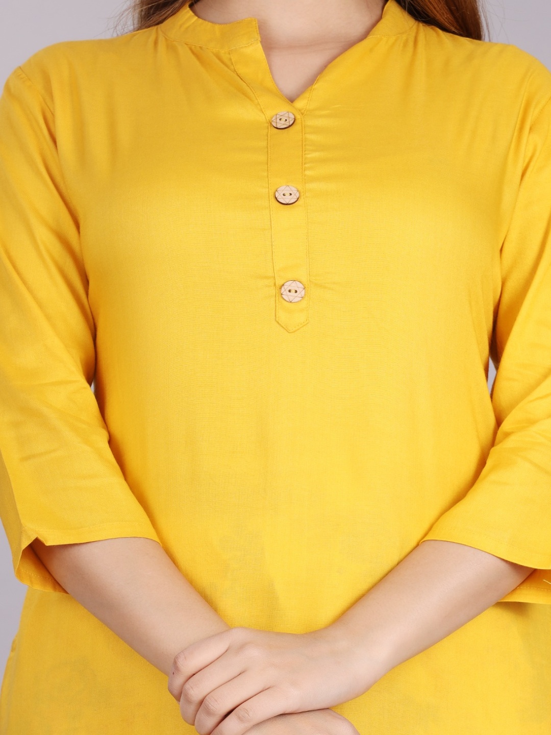 

Parth Fab Mandarin Collar A-Line Kurta, Yellow