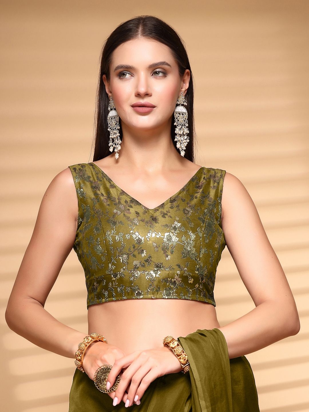 

Oomph! Non Padded V Neck Saree Blouse, Yellow