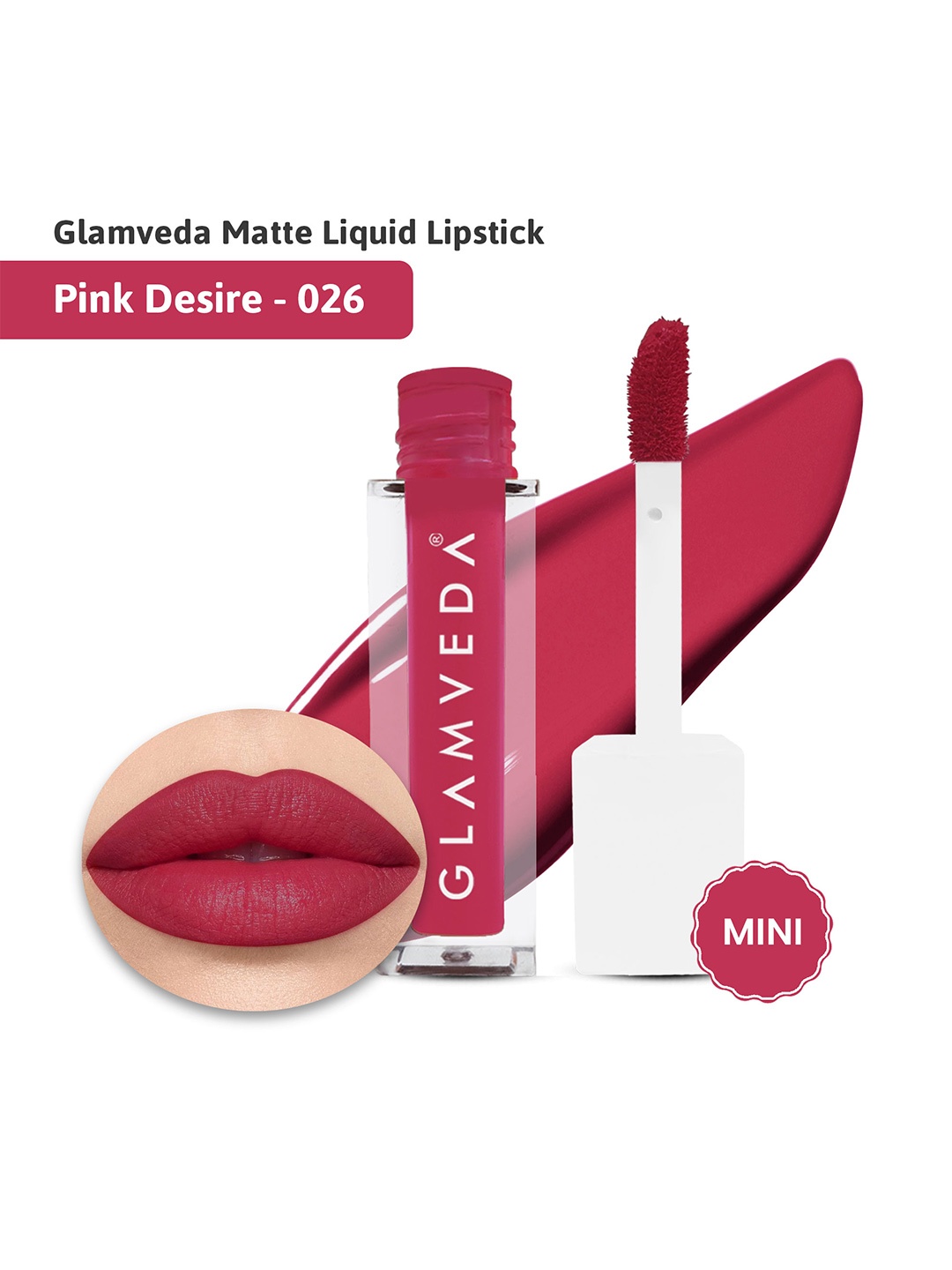 

GLAMVEDA Matte Mini Liquid Lipstick With Jojoba Oil - 1.2ml - Pink Desire 026