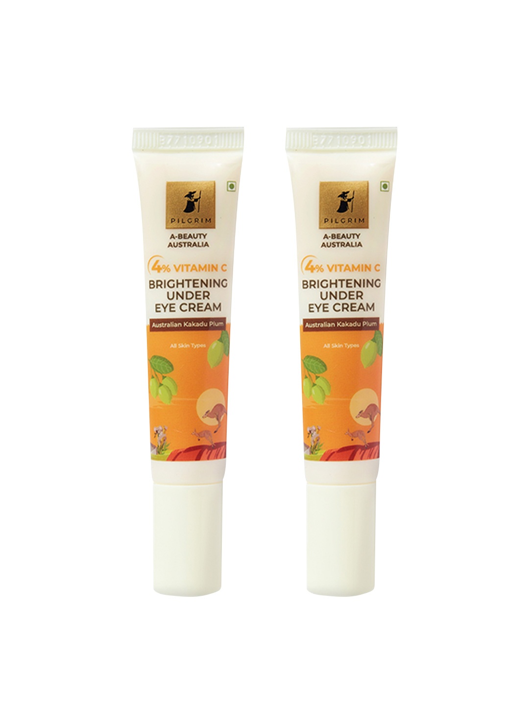 

Pilgrim Set Of 2 4% Vitamin C Brightening Under Eye Cream - 15ml Each, Orange