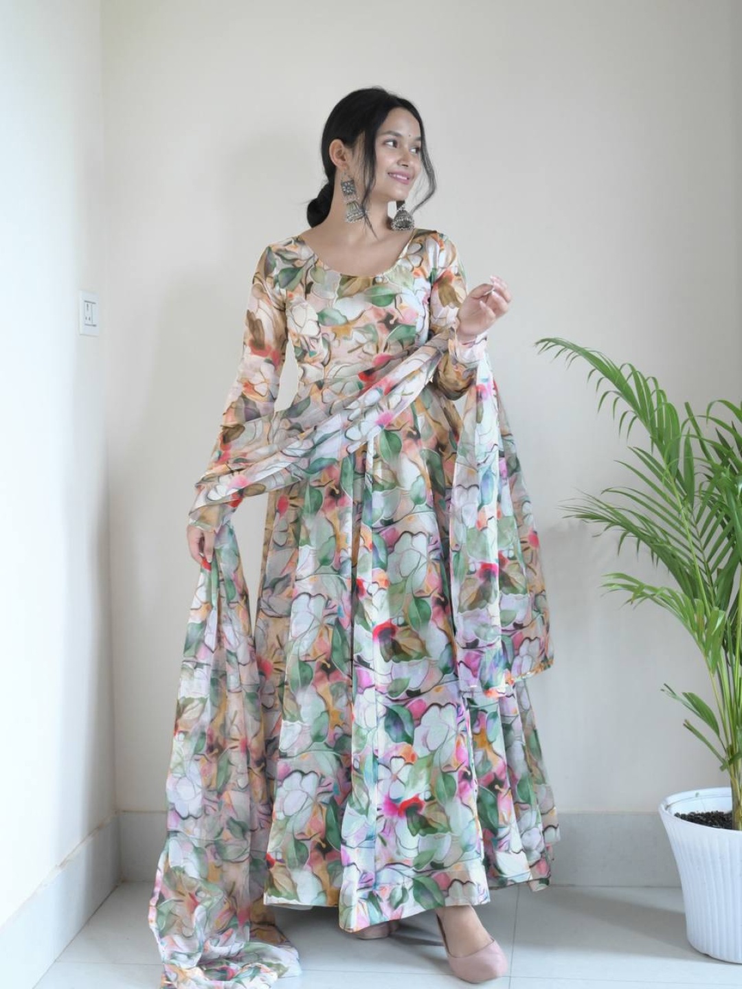

MBL Floral Print Puff Sleeve Maxi Dress, Multi