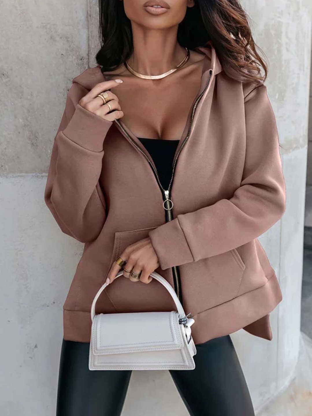 

KPOP Women Hooded Sweatshirts, Brown