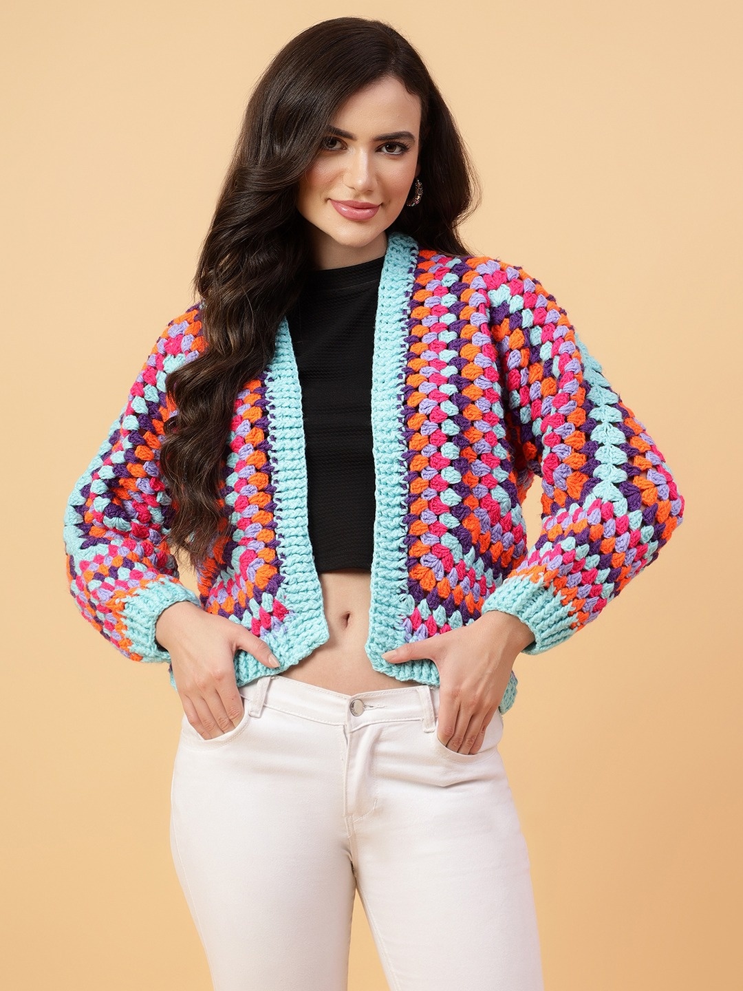 

Velvery Women Cardigan with Applique Detail, Pink