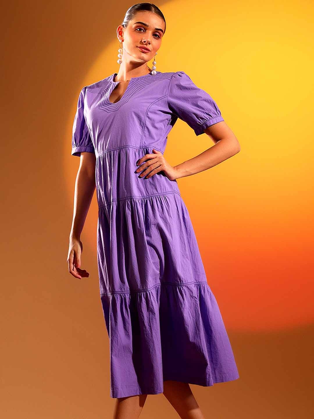 

Saint G Women Fit & Flare Midi Dress, Purple