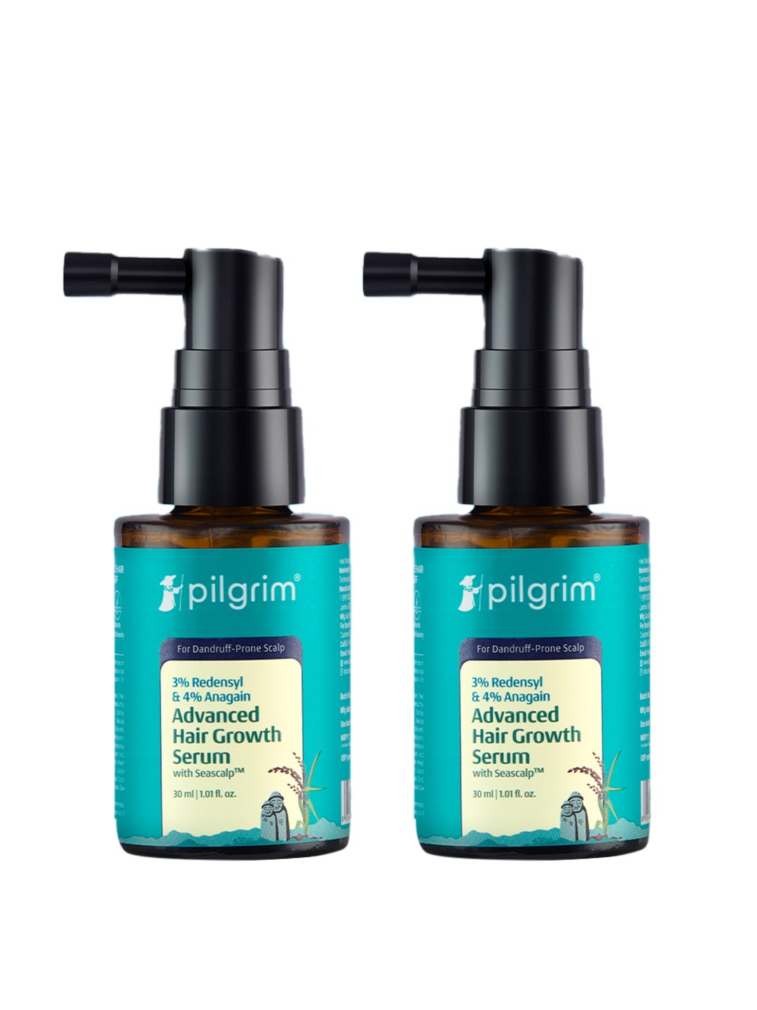 

Pilgrim 2-Pcs 3% Redensyl & 4% Anagain Advanced Hair Growth Serum - 30ml each, Teal