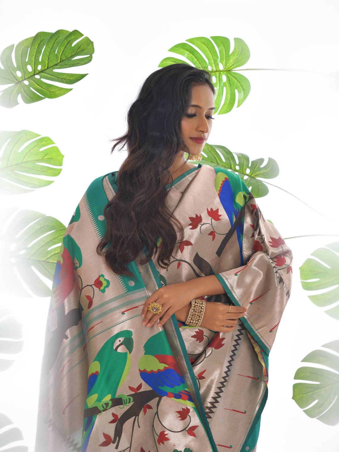 

Kandora Woven Design Zari Pure Silk Banarasi Saree, Teal
