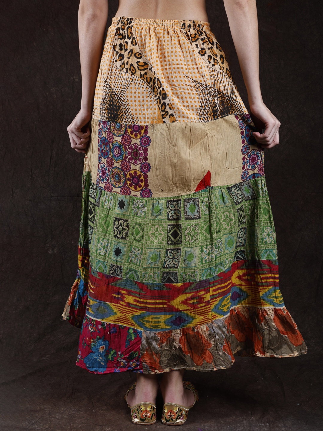

Exotic India Pure Cotton Wrap Maxi Skirt, Orange