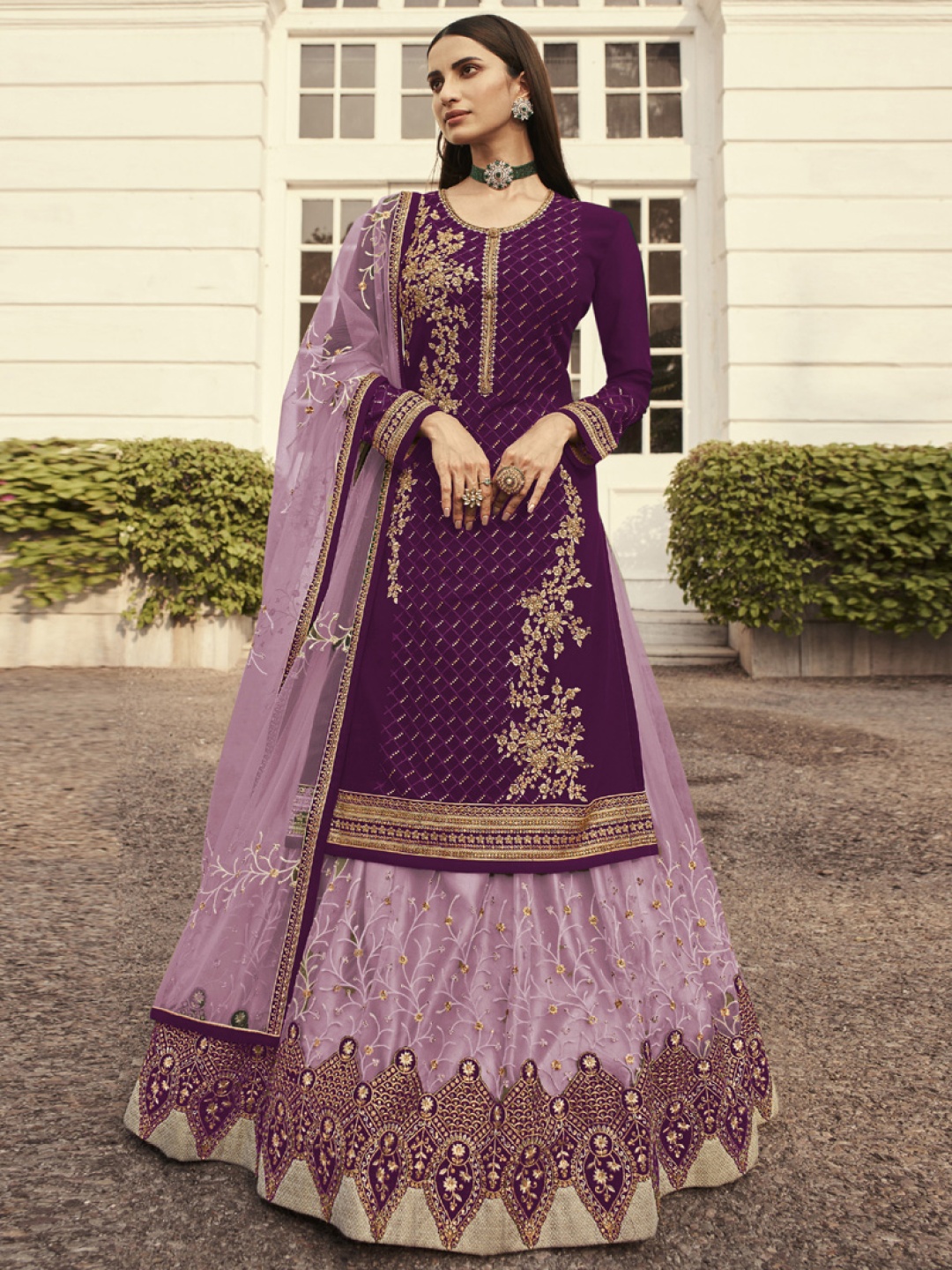 

ASISA Embroidered Semi-Stitched Dress Material, Violet