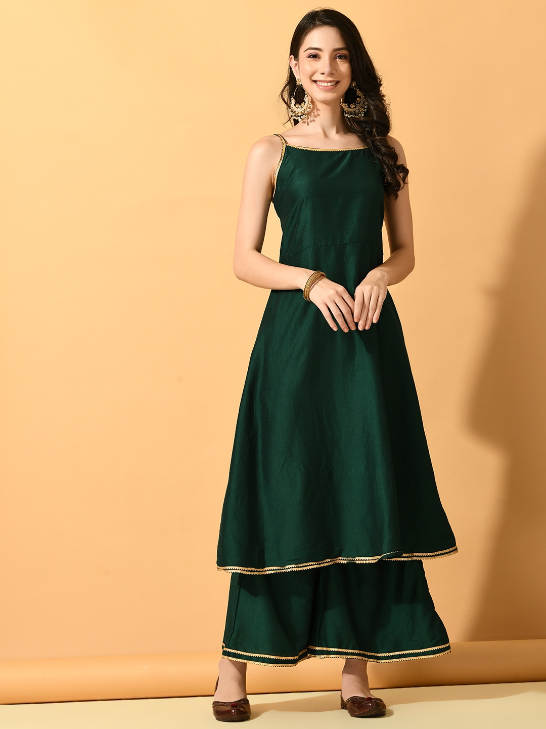 

KALINI Women Empire Kurta with Palazzos, Green