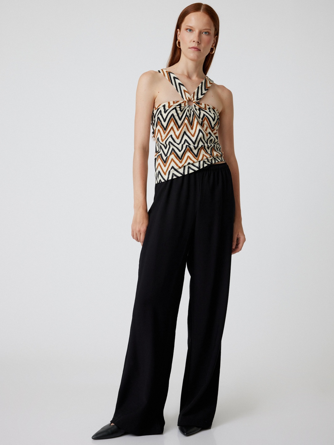 

Koton Shoulder Straps Striped Top, Brown