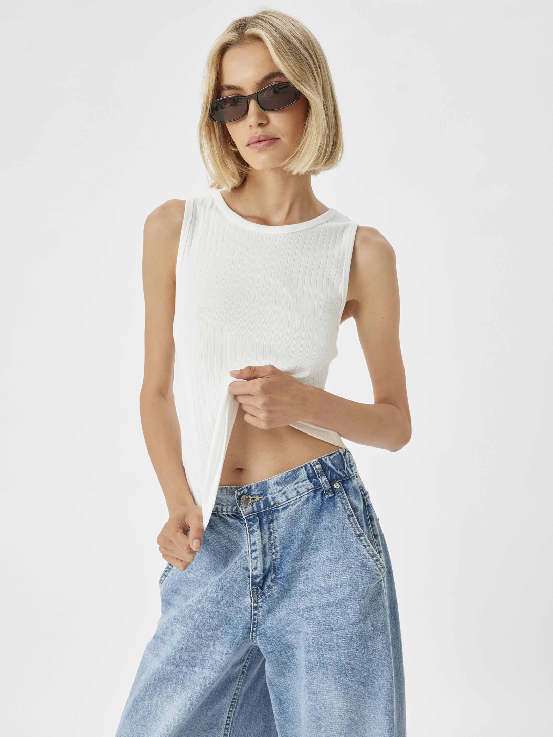 

Koton Cotton Crop Top, White