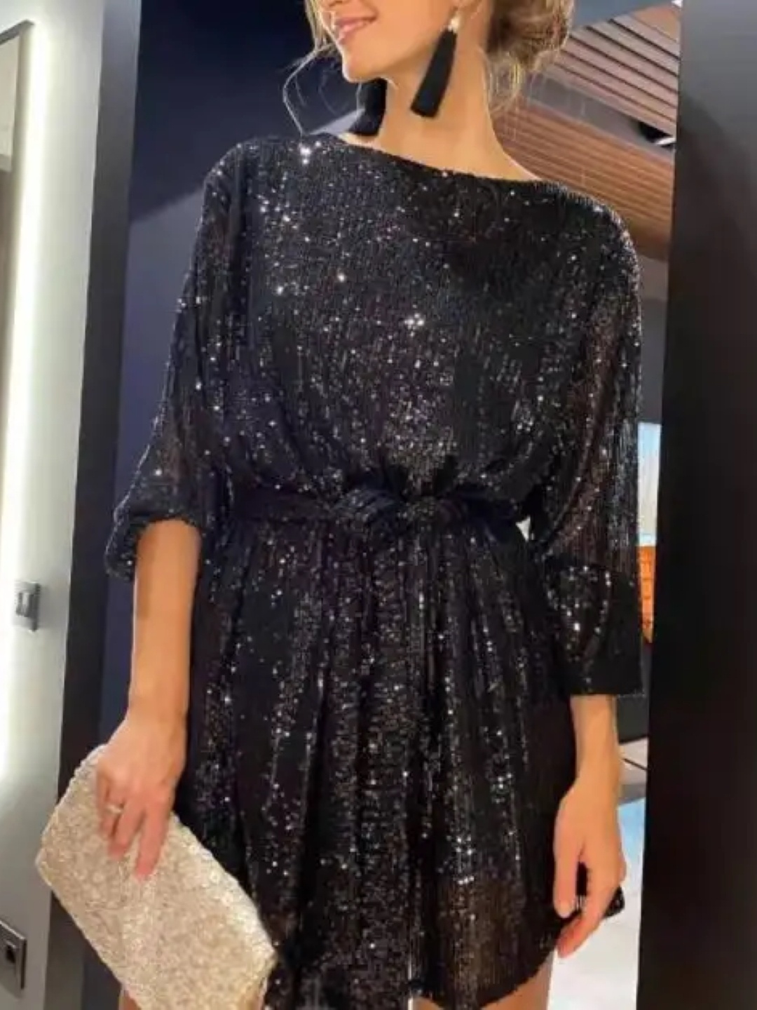 

KPOP Puff Sleeve Bodycon Dress, Black
