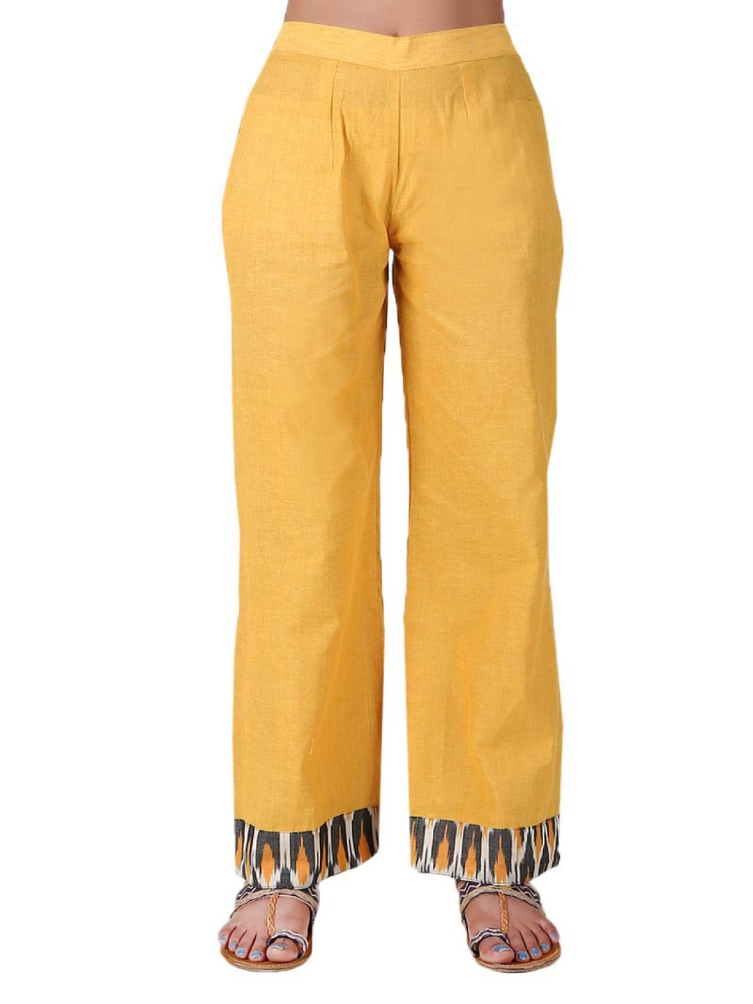 

TJORI Women Ethnic Cotton Palazzos, Yellow