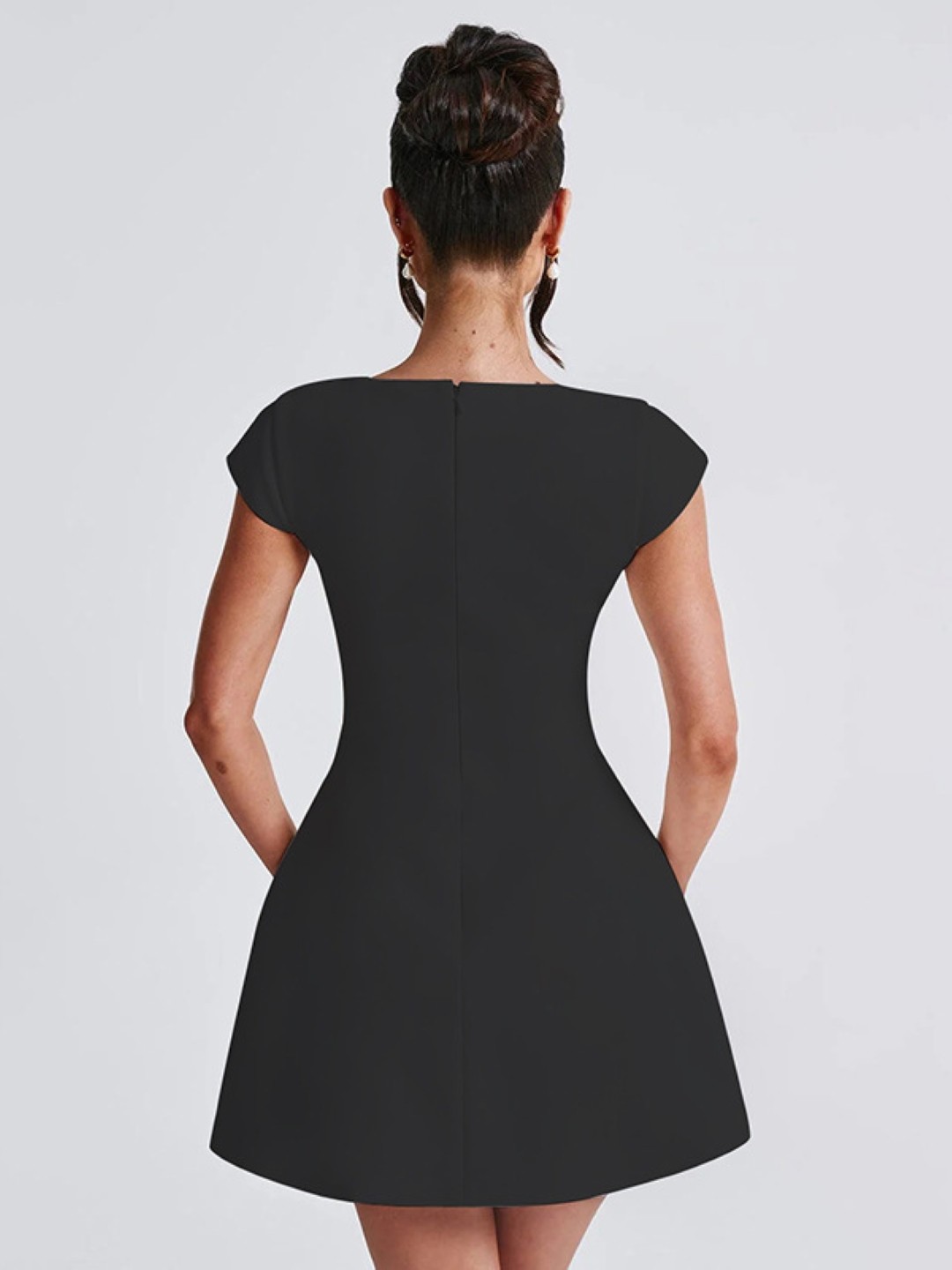 

KPOP Women Solid A-Line Dress, Black