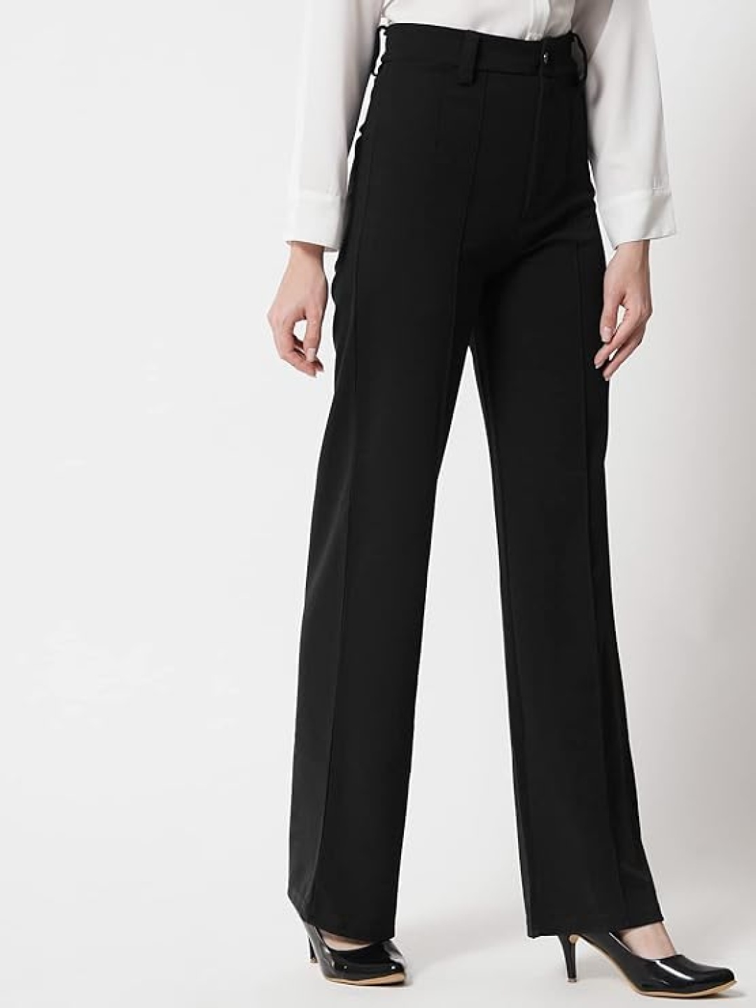

BAESD Women Classic High-Rise Corduroy Trousers, Black