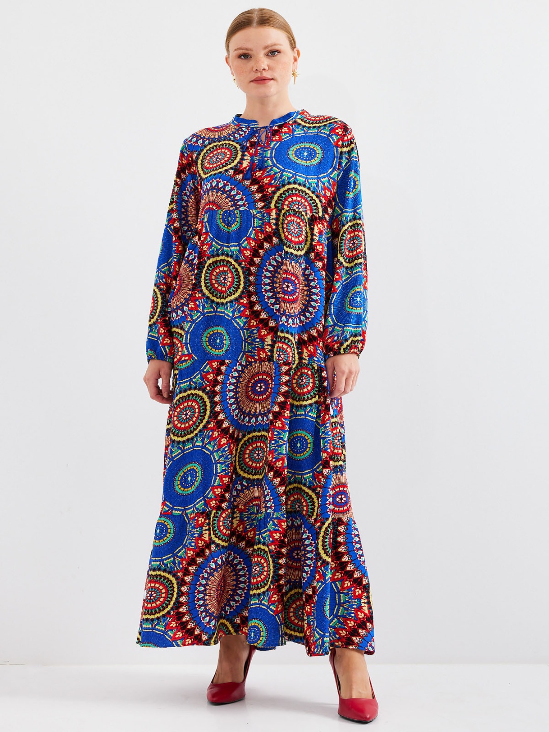 

BIGDART Ethnic Motifs Printed Maxi Dress, Blue