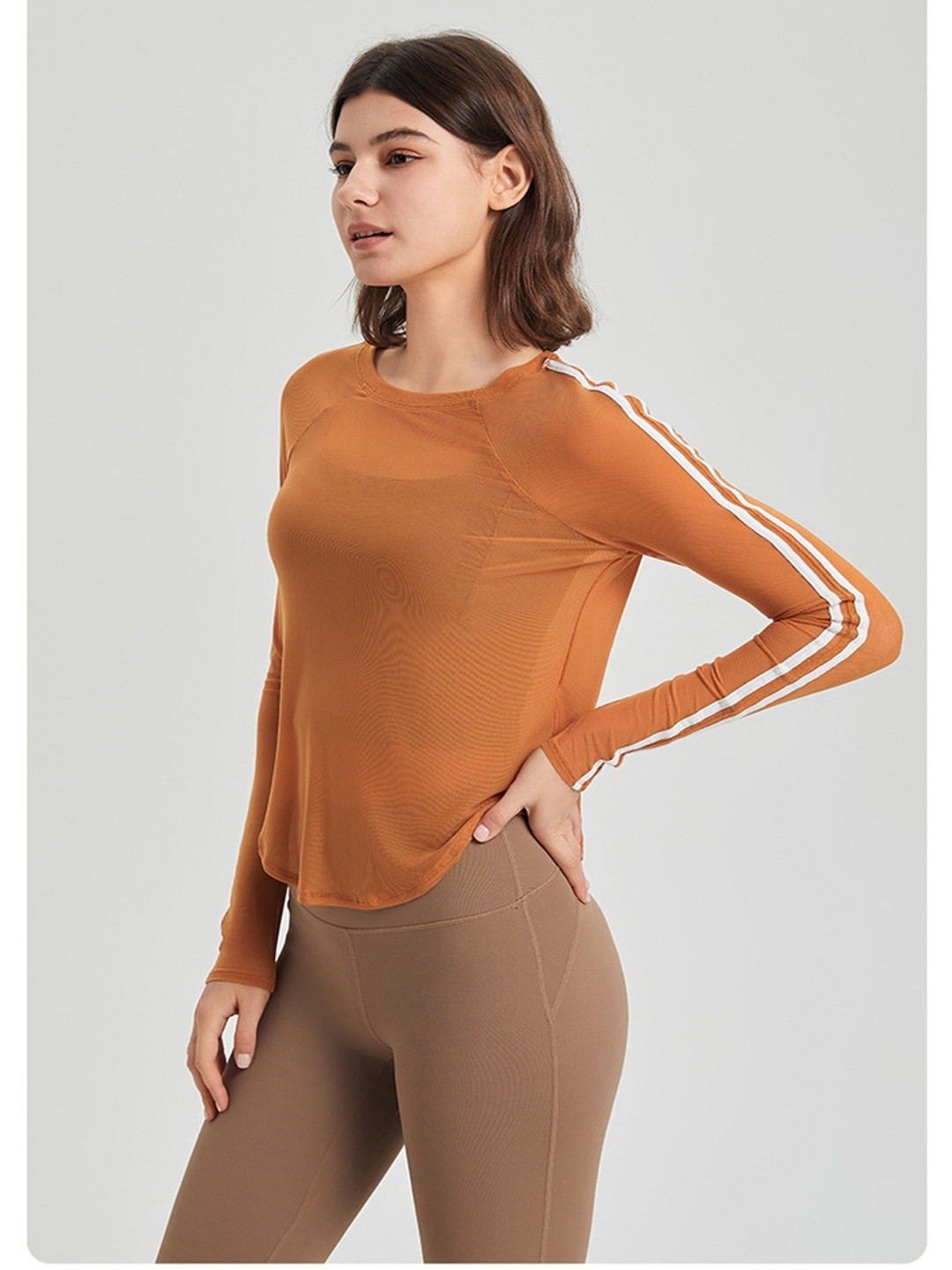 

LULU & SKY Women Striped Round Neck Long Sleeves Top, Orange