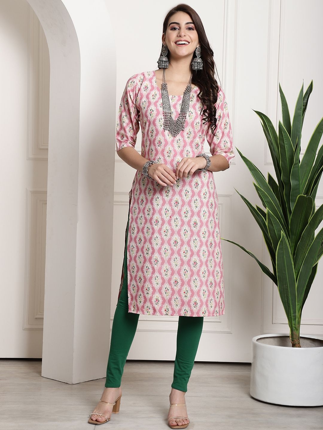 

7Threads Women Ethnic Motifs Printed Floral Crepe Kurta, Multi