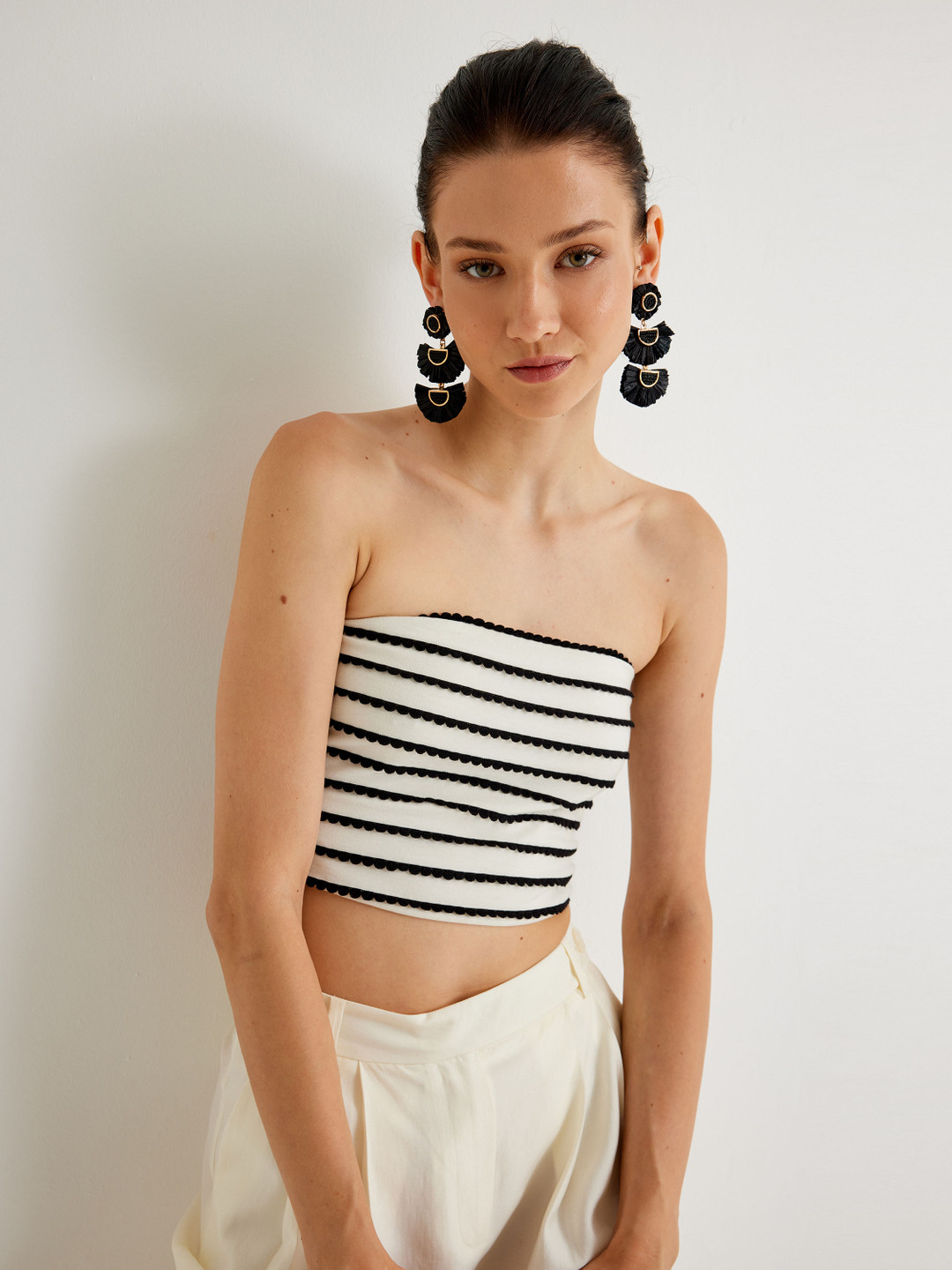 

Koton Striped Pure Cotton Tube Crop Top, White